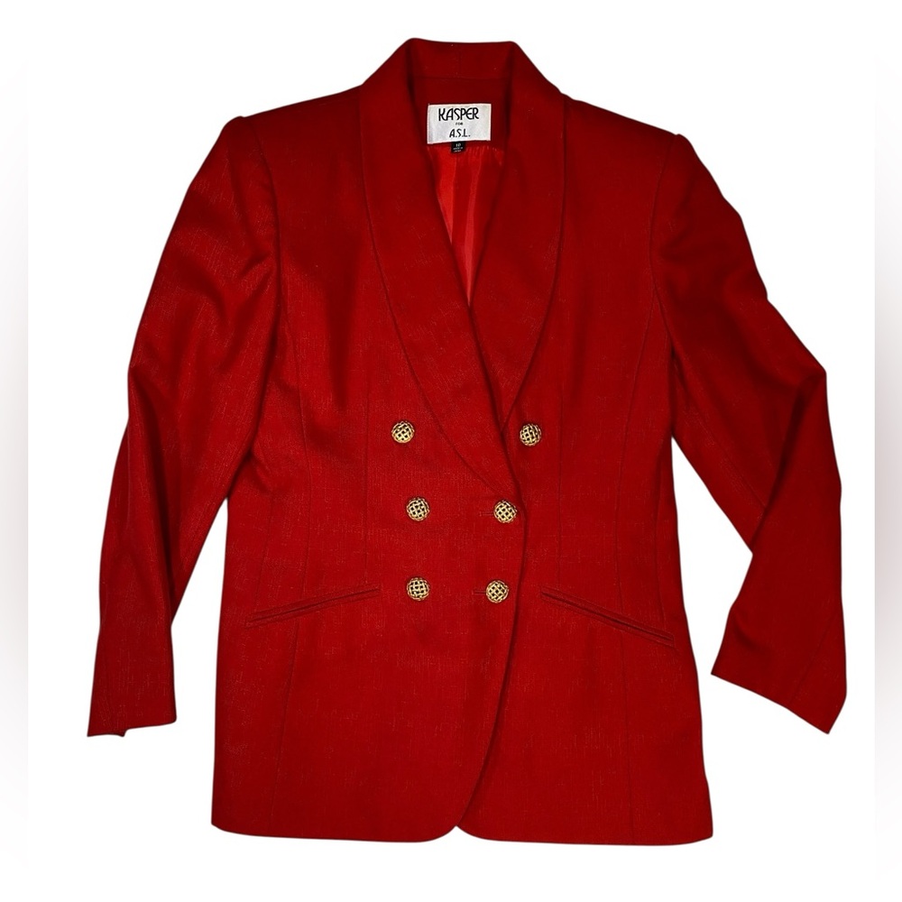 Vintage Womens Red Jacket Blazer Size 10 Kasper for ASL Button Up Blazer Lined.